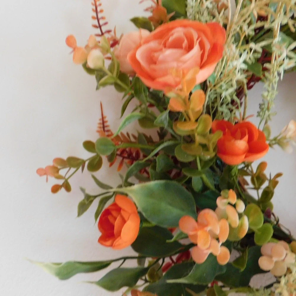 Late Summer Early Fall Small Wreath Fall Decor Orange Flowers Housewarming gift